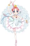  ahiru ahoge ballerina ballet ballet_slippers bare_shoulders blue_eyes bracelet crown hagihara_takeo hat jewelry multicolored_hair pantyhose pendant princess_tutu princess_tutu_(character) red_hair shoe_ribbon short_hair solo tutu two-tone_hair 