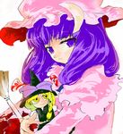  blonde_hair broom character_doll doll hat kirisame_marisa patchouli_knowledge purple_eyes purple_hair shunsei_(muratou) solo touhou witch_hat yellow_eyes 