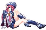  blue_eyes boots copyright_request elf gloves hat legs long_hair matsuryuu pink_hair pointy_ears solo 