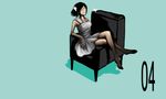  3_degrees_celsius bad_id bad_pixiv_id barefoot bird black_hair chair closed_eyes copyright_request crossed_legs dress sitting sitting_sideways solo 