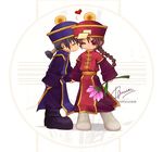  1girl artist_request bongun braid flower holding_hands jiangshi kiss munak ponytail ragnarok_online 