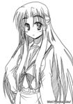  asakura_ryouko closed_mouth face greyscale half_updo kita_high_school_uniform monochrome ryuuryuu school_uniform solo suzumiya_haruhi_no_yuuutsu 