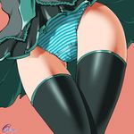  close-up dr_rex hatsune_miku panties striped striped_panties thigh_gap thighhighs underwear vocaloid 