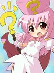 1girl ? aikei benesse cape fang hat hatena_yousei pink_cape pink_hair pink_hat solo 
