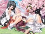  hakama highres japanese_clothes miko mimikaki multiple_girls noritama_(gozen) original red_hakama 