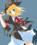  blonde_hair copyright_request green_eyes hat short_hair simple_background solo witch_hat yudesoba 