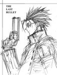  glasses greyscale gun male_focus monochrome sketch solo tetsu_(kimuchi) trigun vash_the_stampede weapon 