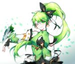  anemos_(elsword) chuki_(lydia) detached_sleeves earrings elf elsword eyelashes gloves highres jewelry long_hair materializing petals pointy_ears rena_(elsword) side_ponytail smile tattoo 