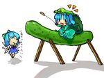  chibi cirno cucumber kawashiro_nitori luft multiple_girls shouryouuma touhou two_side_up 