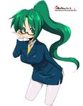  green_hair higurashi_no_naku_koro_ni miniskirt oekaki onija_tarou pantyhose pencil_skirt skirt solo sonozaki_mion 
