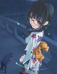 bad_id bad_pixiv_id braid cat copyright_request fireflies glasses hair_over_shoulder japanese_clothes kimono looking_back shimano_natsume solo twin_braids twintails yukata 