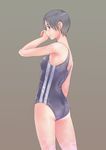  ass double_vertical_stripe flat_ass one-piece_swimsuit original school_swimsuit solo swimsuit takeda_sun 