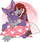  &lt;3 anthro avian bedding black_nose blanket crownedvictory eyes_closed fur happy holidays hug love open_mouth paws purple_fur simple_background teeth tongue valentine&#039;s_day 