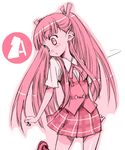  anya_cocolova mahou_sensei_negima! mikami_komata monochrome numbered pink plaid plaid_skirt skirt solo 