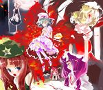  closed_eyes flandre_scarlet from_behind hong_meiling izayoi_sakuya koakuma looking_back moon multiple_girls open_mouth patchouli_knowledge remilia_scarlet shunsei_(muratou) touhou wings 