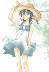  bleach blue_hair dress food hat kuchiki_rukia mouth_hold popsicle solo sun_hat yu-ri_(kurione-sha) 