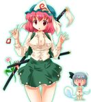  bloomers cosplay hat konpaku_youmu konpaku_youmu_(cosplay) konpaku_youmu_(ghost) michii_yuuki multiple_girls saigyouji_yuyuko sheath sheathed sword touhou underwear weapon white_bloomers 