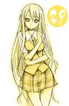  mahou_sensei_negima! mikami_komata monochrome numbered plaid plaid_skirt skirt solo yellow yukihiro_ayaka 