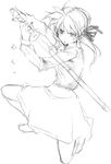  akari_maki artoria_pendragon_(all) fate/stay_night fate_(series) greyscale monochrome saber shinai sketch solo sword weapon 
