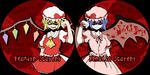  bat_wings blonde_hair blue_hair character_name flandre_scarlet hat hyuuga_azuri multiple_girls red_eyes remilia_scarlet ribbon short_hair siblings sisters touhou wings 