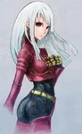  akitu_kouta belt breasts chaps gloves kula_diamond large_breasts long_hair red_eyes snk solo the_king_of_fighters 