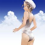  alternate_color_school_swimsuit cloud day goggles grey_swimsuit hanaosutarou one-piece_swimsuit original school_swimsuit sky solo swim_cap swimsuit 