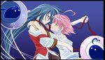  ahoge aino_heart arcana_heart heart_ahoge highres hisou_noa miko_embrace misono_gakuen_school_uniform multiple_girls parody short_hair tsuzura_saki very_short_hair yuri 