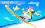  dlsite.com earmuffs highres one_eye_closed original purple_hair rara_(you_haruka) skiing skis twintails wallpaper you_haruka ziptan 