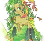  artist_request final_fantasy final_fantasy_iv green_eyes green_hair green_leotard hair_ornament leotard lowres rydia solo star star_hair_ornament thighhighs 