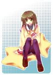  bangs clannad hikarizaka_private_high_school_uniform ibuki_fuuko pantyhose satomi_yoshitaka school_uniform solo starfish 