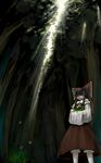  bloomers bow brown_eyes brown_hair circlek crossed_arms detached_sleeves forest grass hair_bow hakurei_reimu large_bow long_hair nature socks solo standing touhou underwear white_legwear 