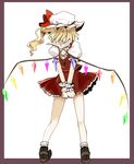  arms_behind_back back blonde_hair flandre_scarlet from_behind hat ponytail solo takaharu touhou wings wrist_cuffs 