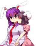  animal_ears bunny_ears inaba_tewi multiple_girls reisen_udongein_inaba simple_background subaru_(yachika) touhou yuri 