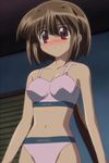  blush bra breasts brown_hair guardian_hearts hina_(guardian_hearts) lingerie long_hair medium_breasts panties pink_hair ponytail red_eyes screencap short_hair solo stitched stomach third-party_edit underwear underwear_only very_long_hair 