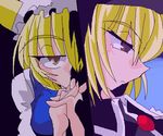  bangs blonde_hair kieyza looking_at_viewer lowres lunasa_prismriver multiple_girls touhou yakumo_ran 