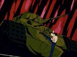  animated animated_gif explosion ground_vehicle hokuto_hyakuretsu_ken hokuto_no_ken kenshirou kicking lowres male_focus military military_vehicle motor_vehicle punching rapid_punches tank 