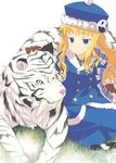  animal bangs gunner hat jack_frost mizuki_makoto pet_(sekaiju) sekaiju_no_meikyuu tiger 