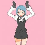  :o andres_valenzuela animated animated_gif arms_up bangs bare_legs blue_eyes blue_hair blush bouncing_breasts bow breasts brooch caramelldansen cowboy_shot dancing fang formal gloves gyakuten_saiban jewelry karuma_mei long_sleeves looking_at_viewer lowres medium_breasts miniskirt motion_blur no_legwear open_mouth parody pencil_skirt pink_background puffy_sleeves short_hair simple_background skirt skirt_suit sleeve_cuffs solo standing suit taut_clothes vest 