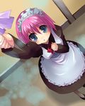  apron bad_id bad_pixiv_id blue_eyes duster from_above hisui kobanzame maid maid_headdress pink_hair solo tsukihime 