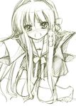  arikawa_satoru clannad fujibayashi_kyou monochrome sketch solo thighhighs traditional_media yellow 