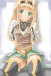  alicia_(valkyrie_profile_2) blonde_hair blush boots green_eyes hairband long_hair overskirt puffy_sleeves skirt solo standing thigh_boots thighhighs valkyrie_profile valkyrie_profile_2 yohane zettai_ryouiki 