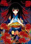  akitsu_mikami bangs blunt_bangs enma_ai flower hime_cut japanese_clothes jigoku_shoujo long_hair solo spider_lily 