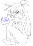  fate_testarossa long_hair lyrical_nanoha mahou_shoujo_lyrical_nanoha monochrome nude sawa_(snack_yoshie) sketch solo 