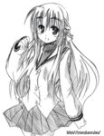  asakura_ryouko clannad cosplay face fujibayashi_kyou fujibayashi_kyou_(cosplay) greyscale half_updo monochrome ryuuryuu solo suzumiya_haruhi_no_yuuutsu 