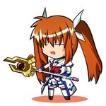  chibi kajun lowres lyrical_nanoha magical_girl mahou_shoujo_lyrical_nanoha_strikers raising_heart solo takamachi_nanoha thighhighs twintails 