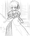  akino_sora greyscale kotonomiya_yuki maid monochrome sketch solo suigetsu 