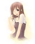  blush brown_hair copyright_request long_hair one_eye_closed solo transient 