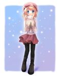  blue_eyes esia_mariveninne hat komone_ushio mittens original pantyhose red_hair snow solo 