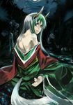  bare_shoulders enpou ex-keine japanese_clothes kamishirasawa_keine kimono oekaki off_shoulder solo touhou 