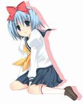  ayasaki_hayate blue_eyes blue_hair bow crossdressing hair_bow hayate_no_gotoku! male_focus otoko_no_ko sitting socks solo soranagi_reno 